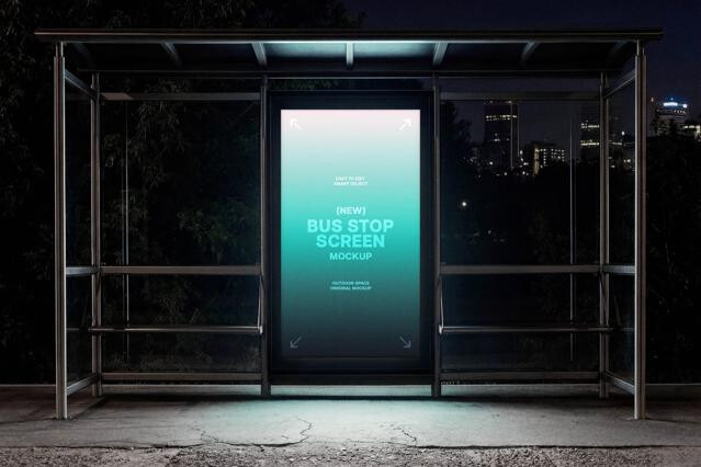 Vertical Bus Stop Screen Mocukp