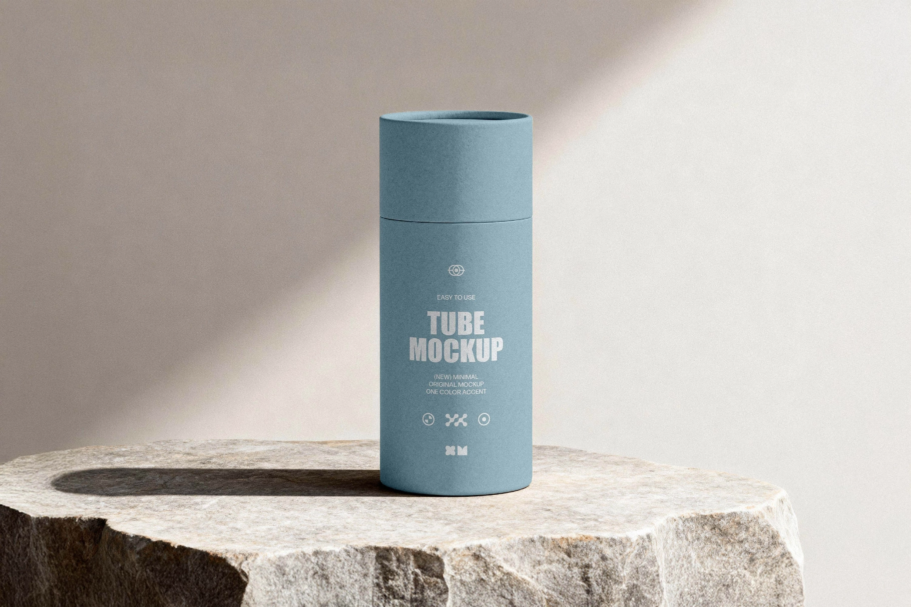 Cardboard Tube Mockup on Rock