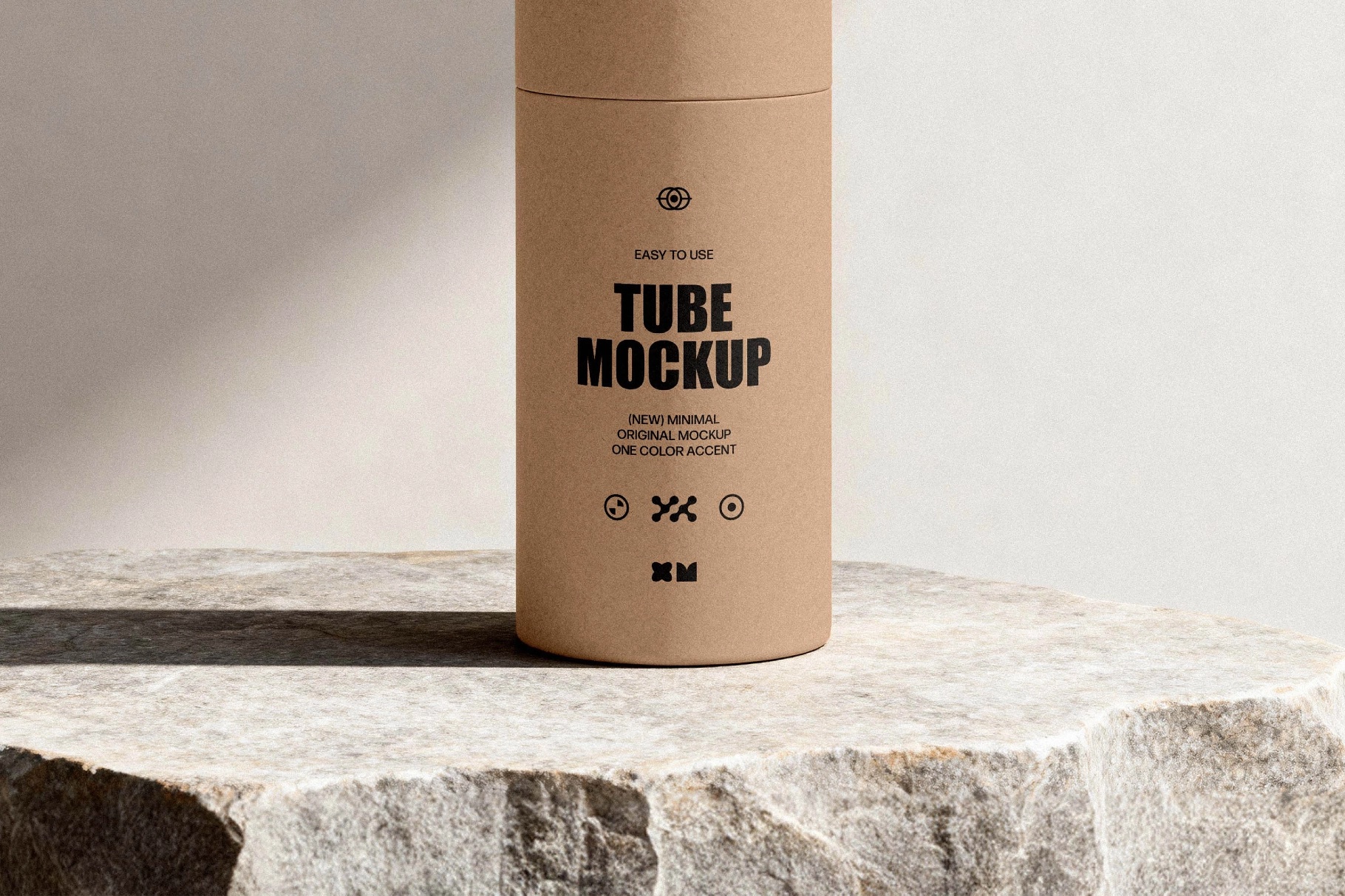 Cardboard Tube Mockup on Rock