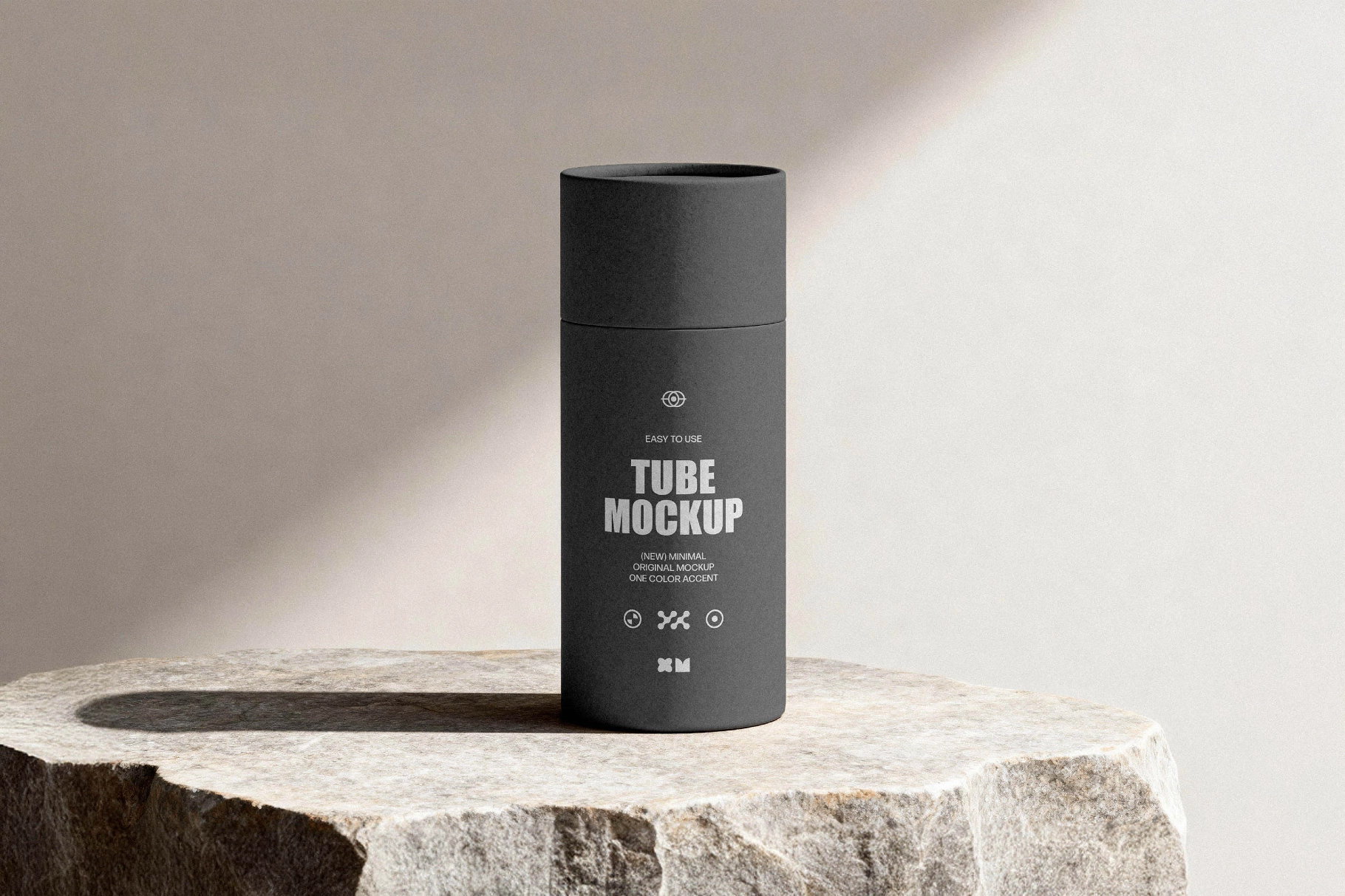 Cardboard Tube Mockup on Rock