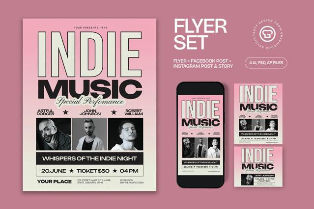 Pink Indie Music Flyer