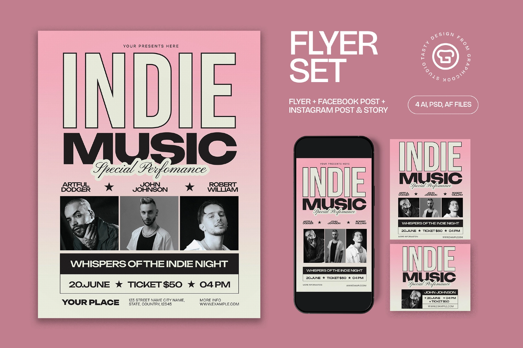 Pink Indie Music Flyer