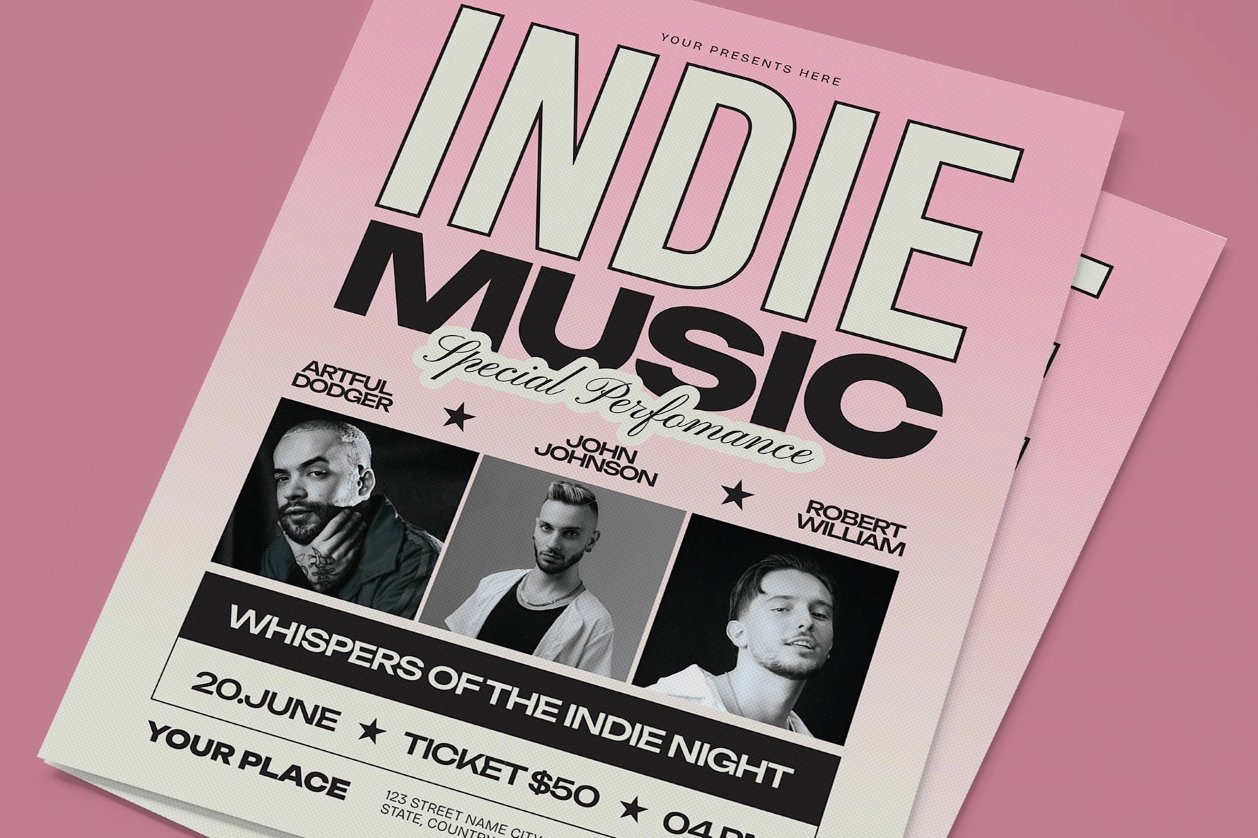 Pink Indie Music Flyer