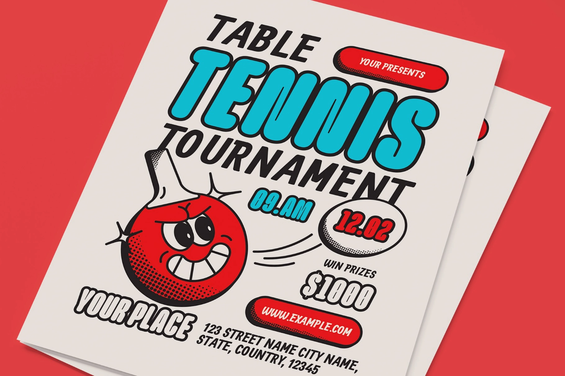 Beige Retro Table Tennis Flyer