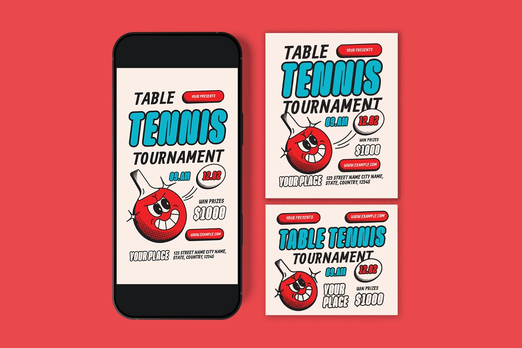 Beige Retro Table Tennis Flyer