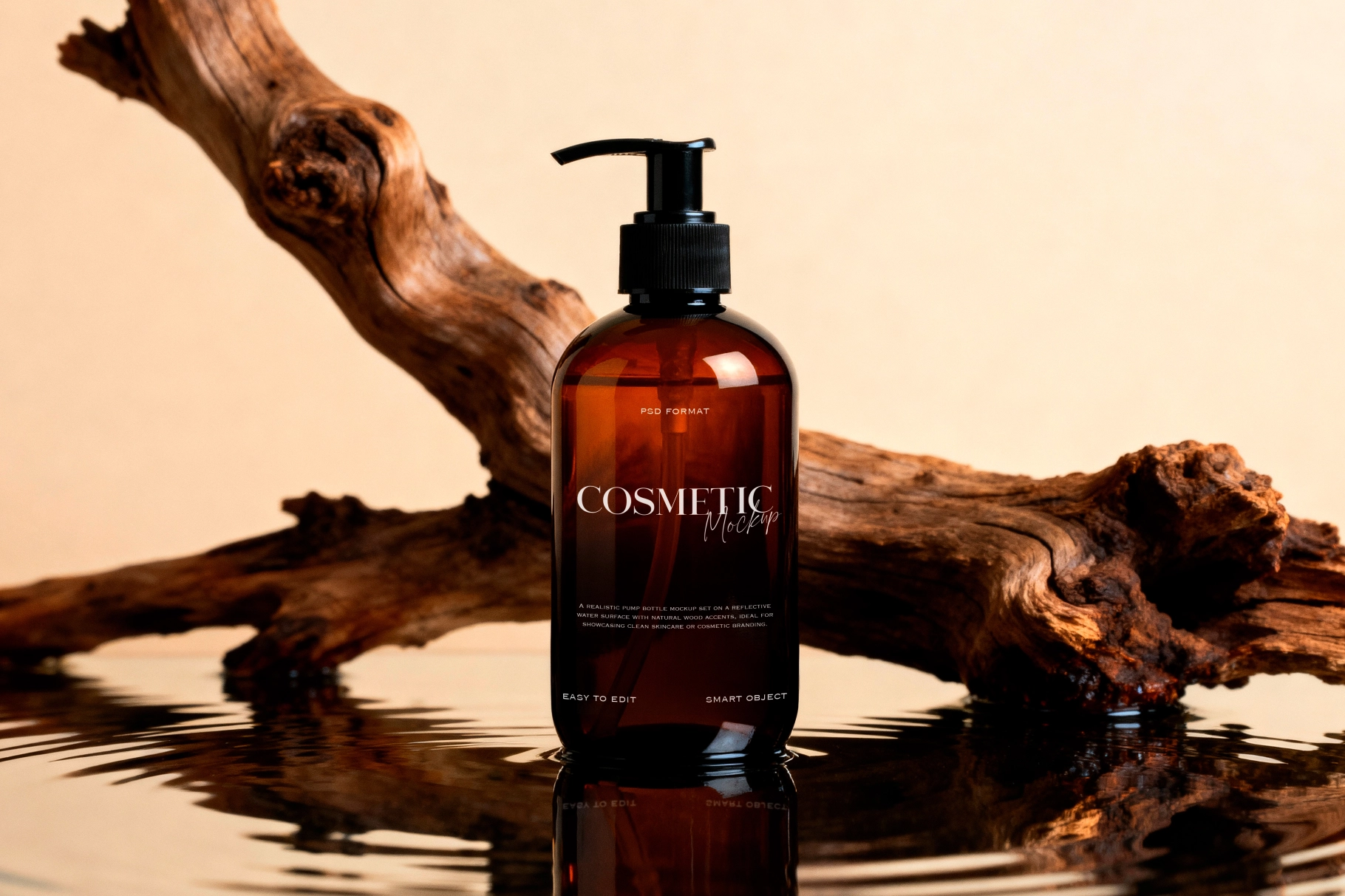 Amber Cosmetic Pump Bottle Mockup