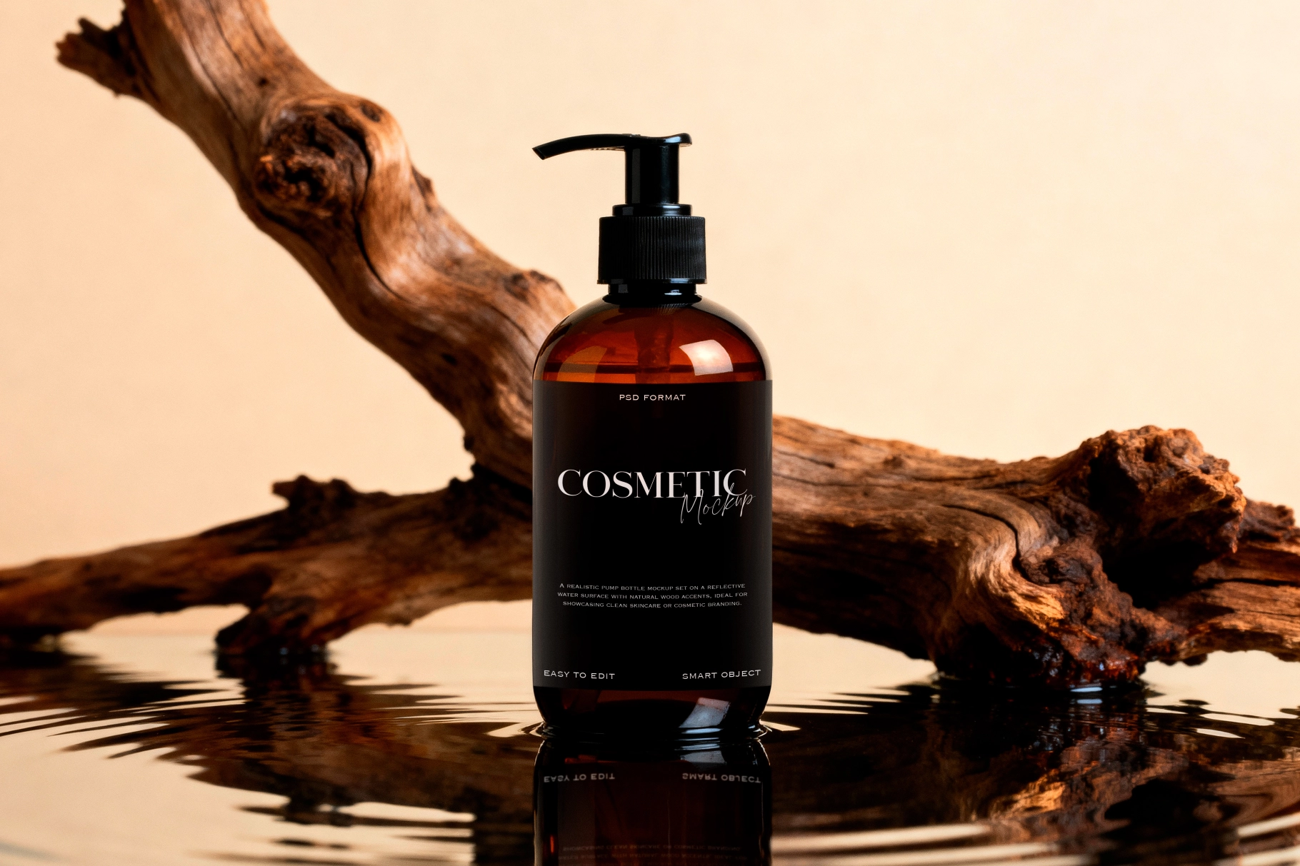 Amber Cosmetic Pump Bottle Mockup