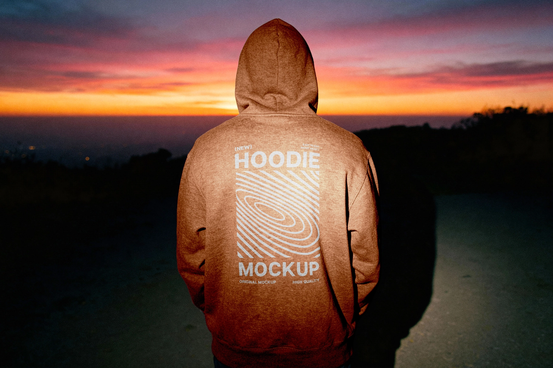 Sunset Back-View Hoodie Mockup