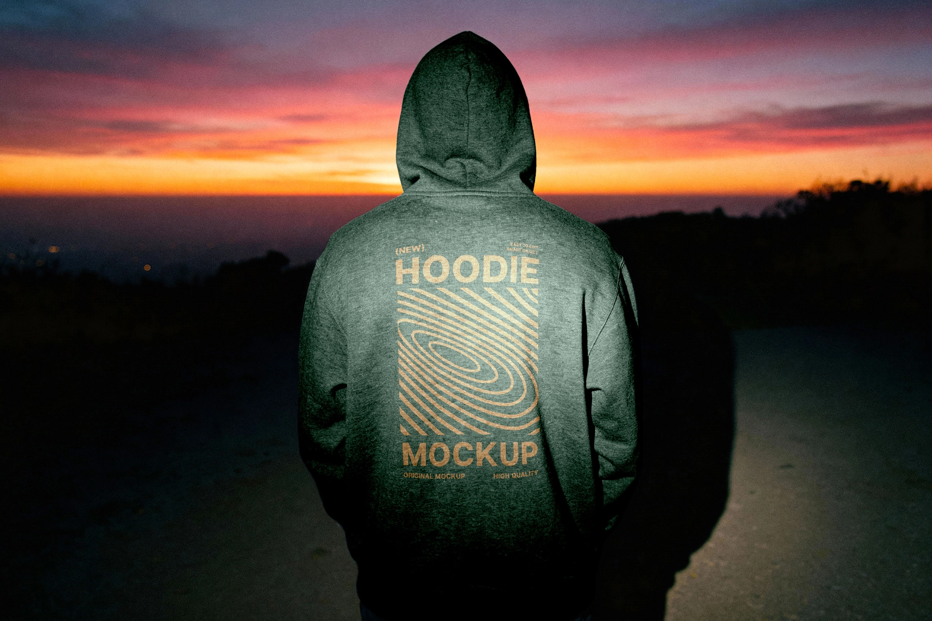 Sunset Back-View Hoodie Mockup