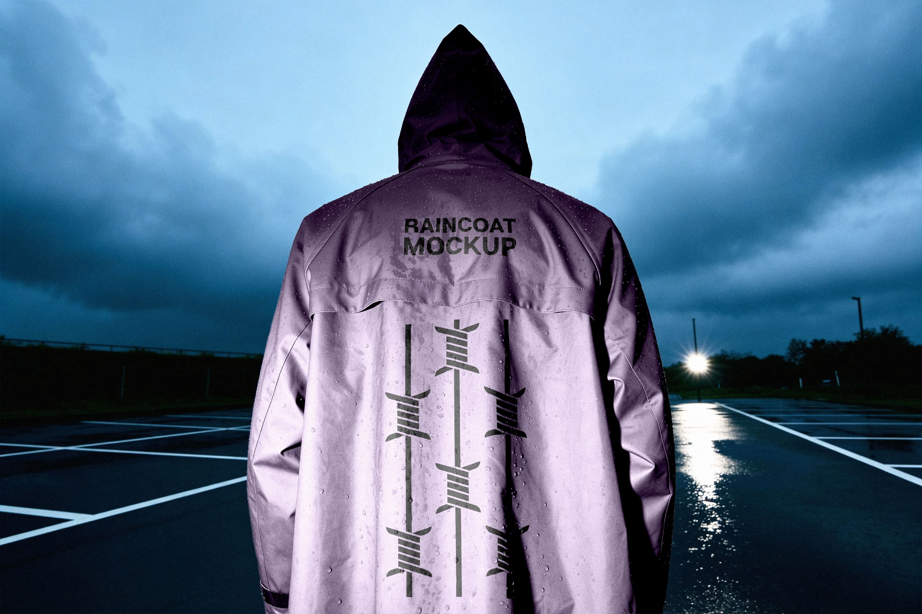 Night Outdoor Raincoat Mockup