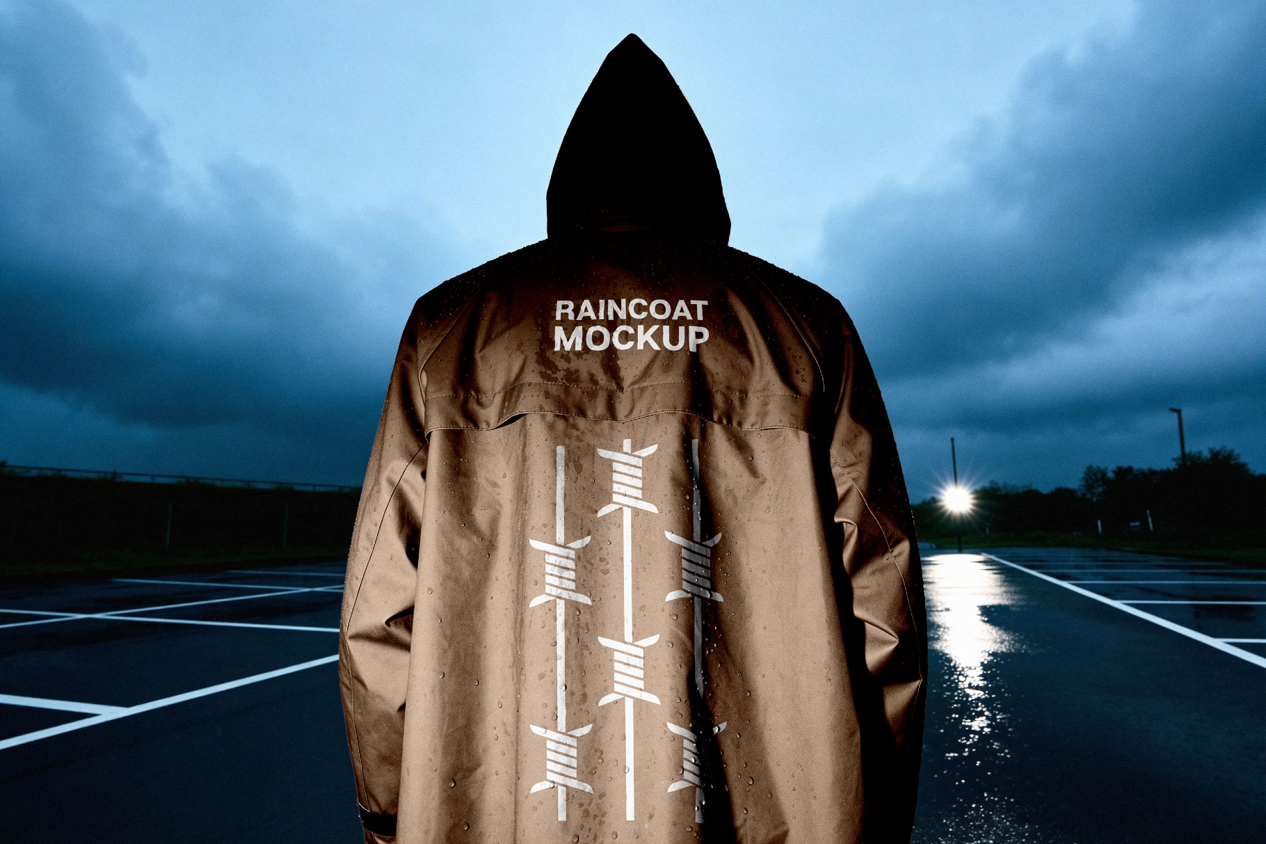 Night Outdoor Raincoat Mockup