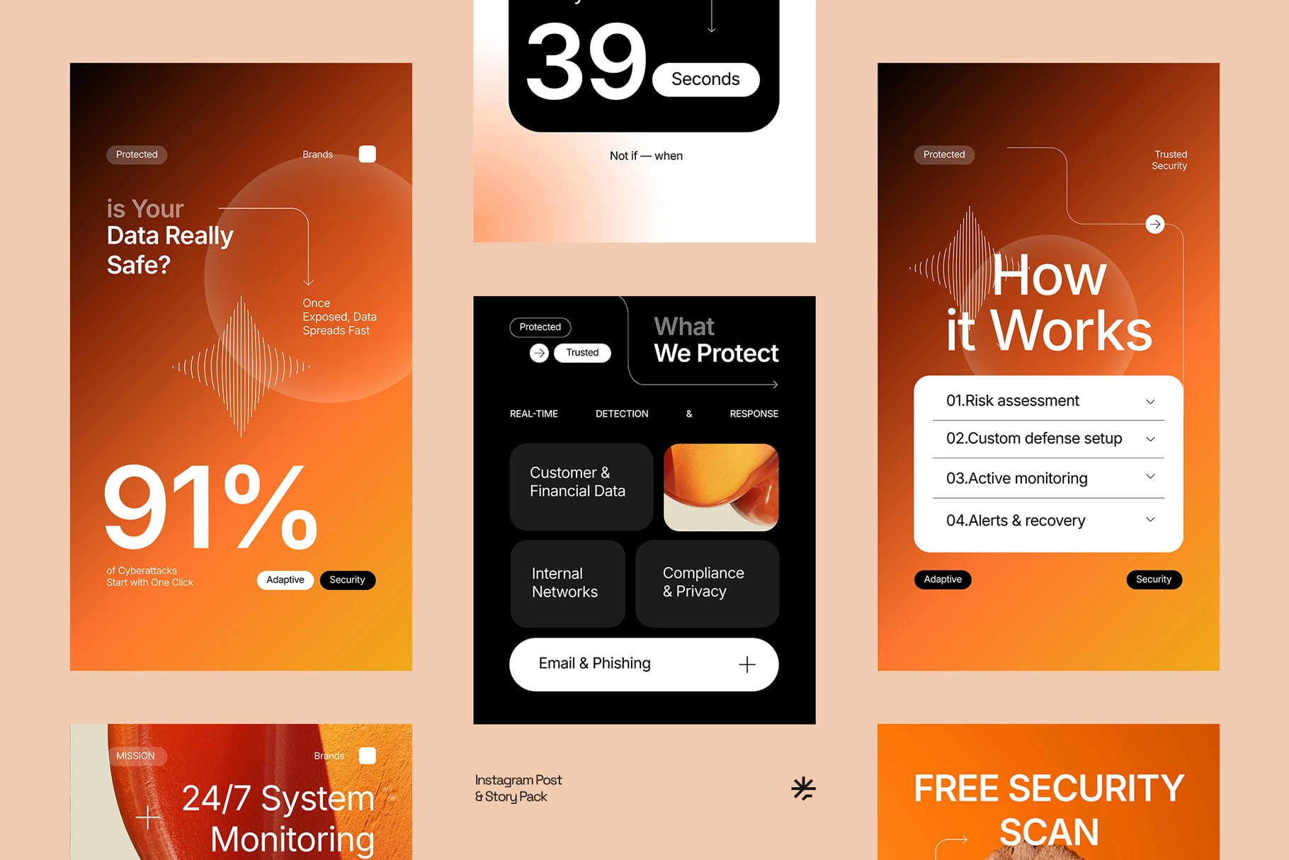 Cybersecurity Instagram Templates for Affinity