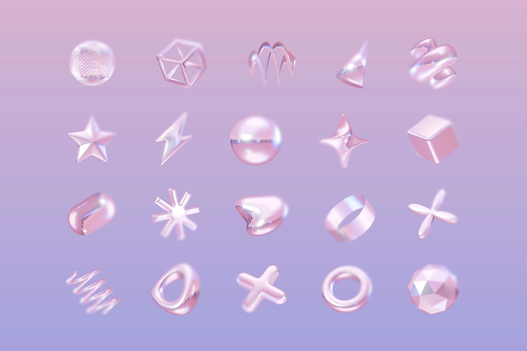 Blurry Holographic 3D Abstract Shapes