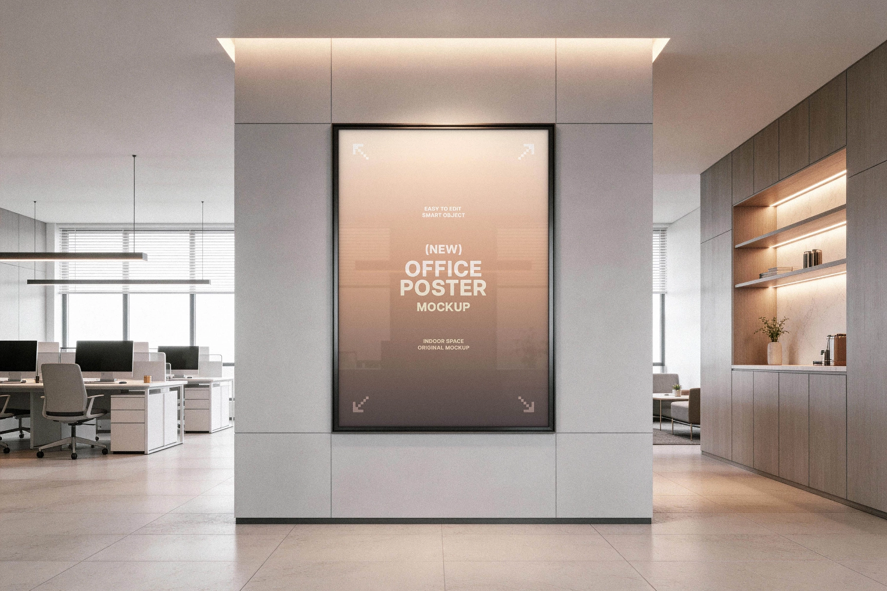 Office Poster Mockup in Lobby