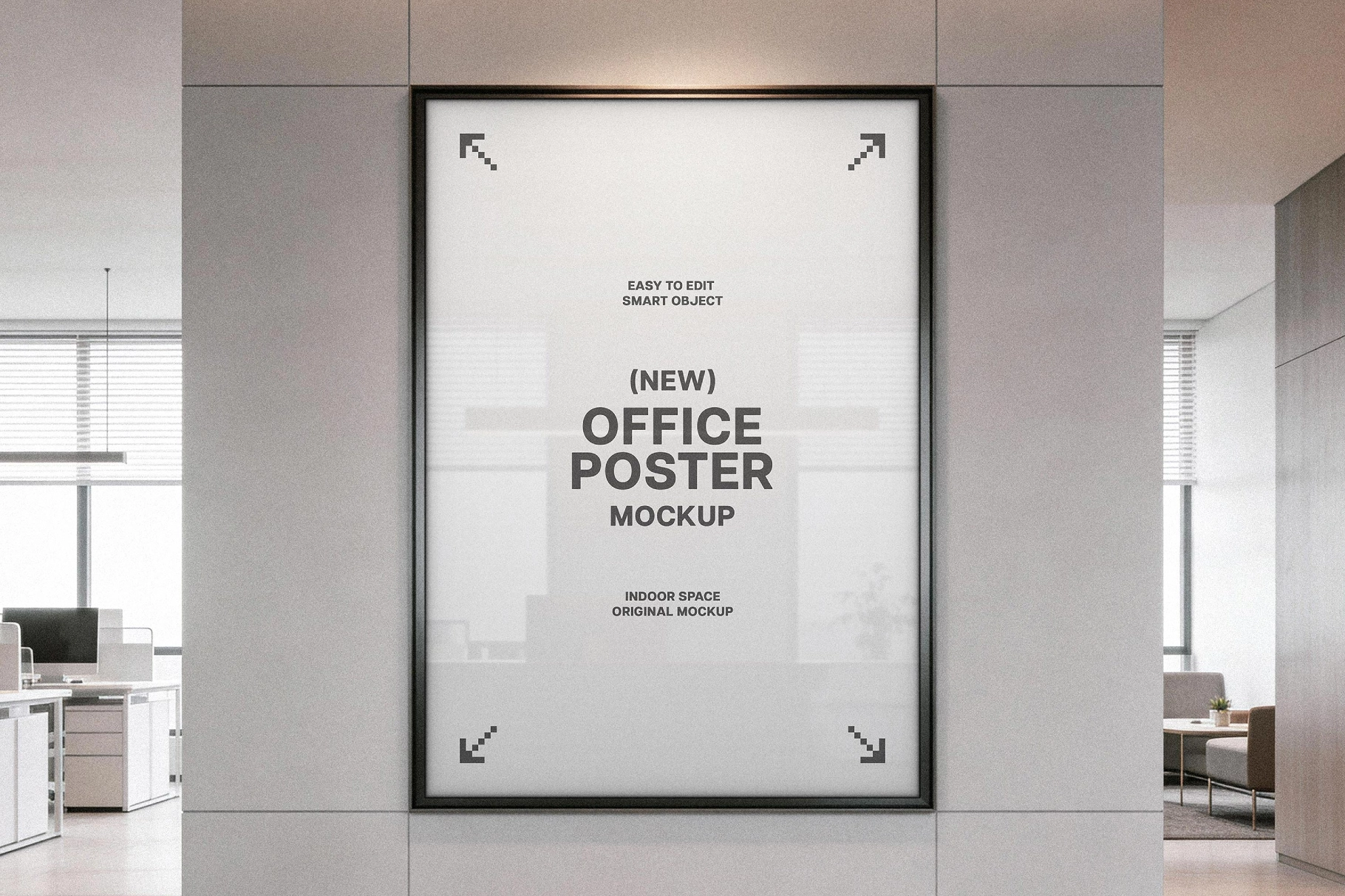 Office Poster Mockup in Lobby