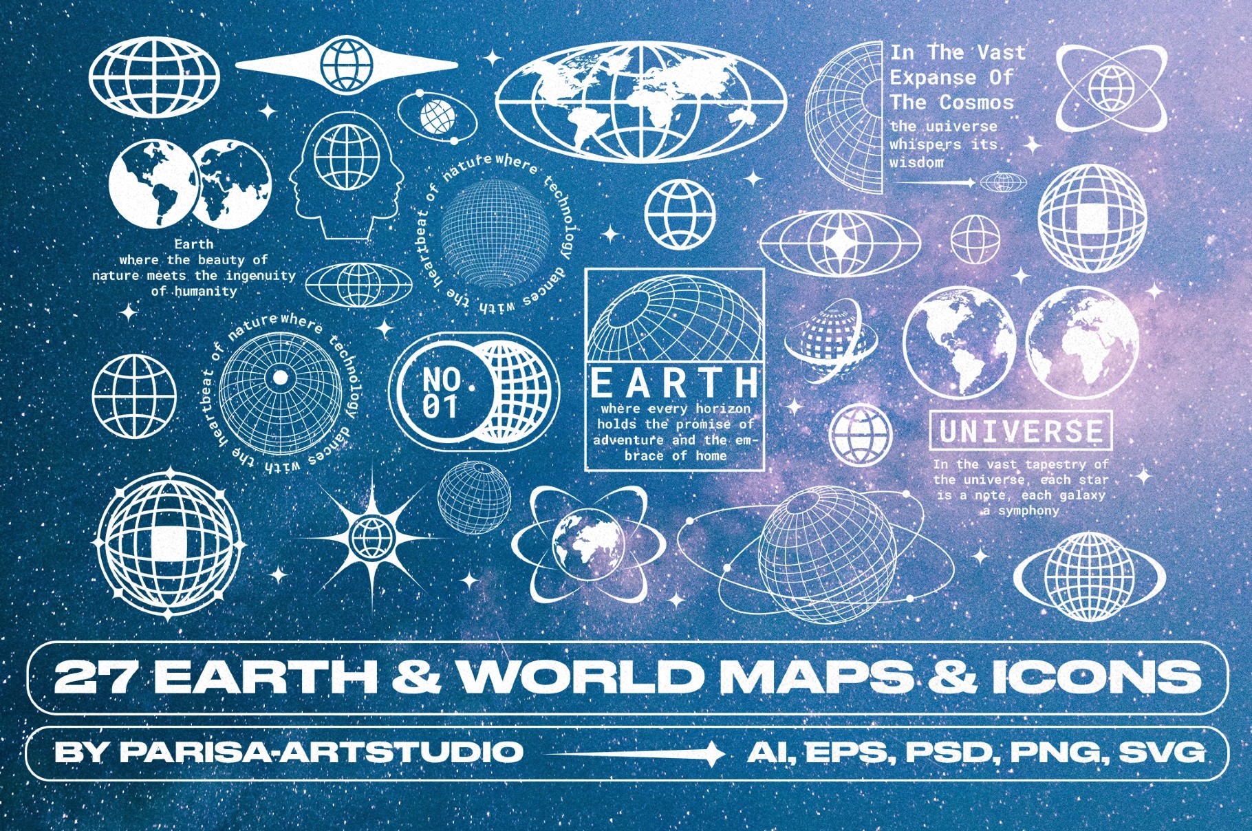 27 Earth & World Maps & Icons