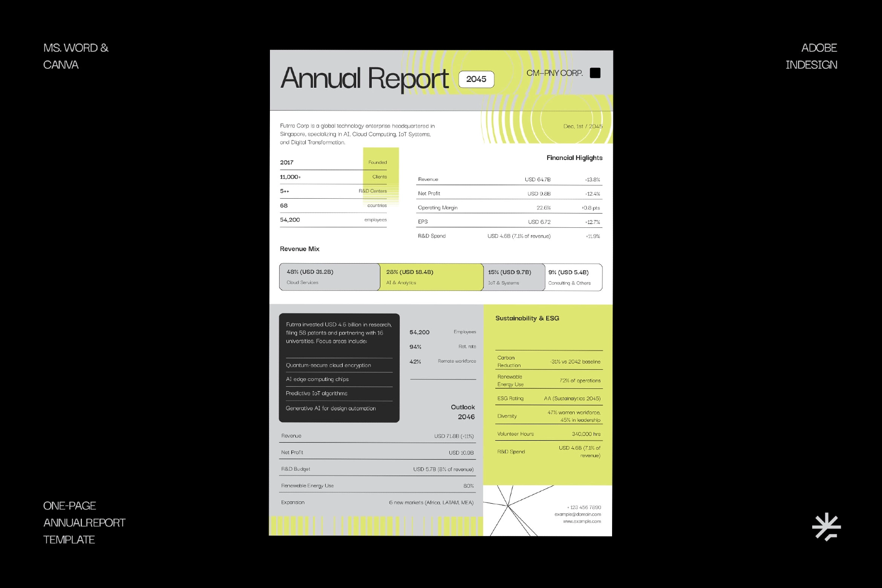 Geometric One Page Annual Report Template - GEU