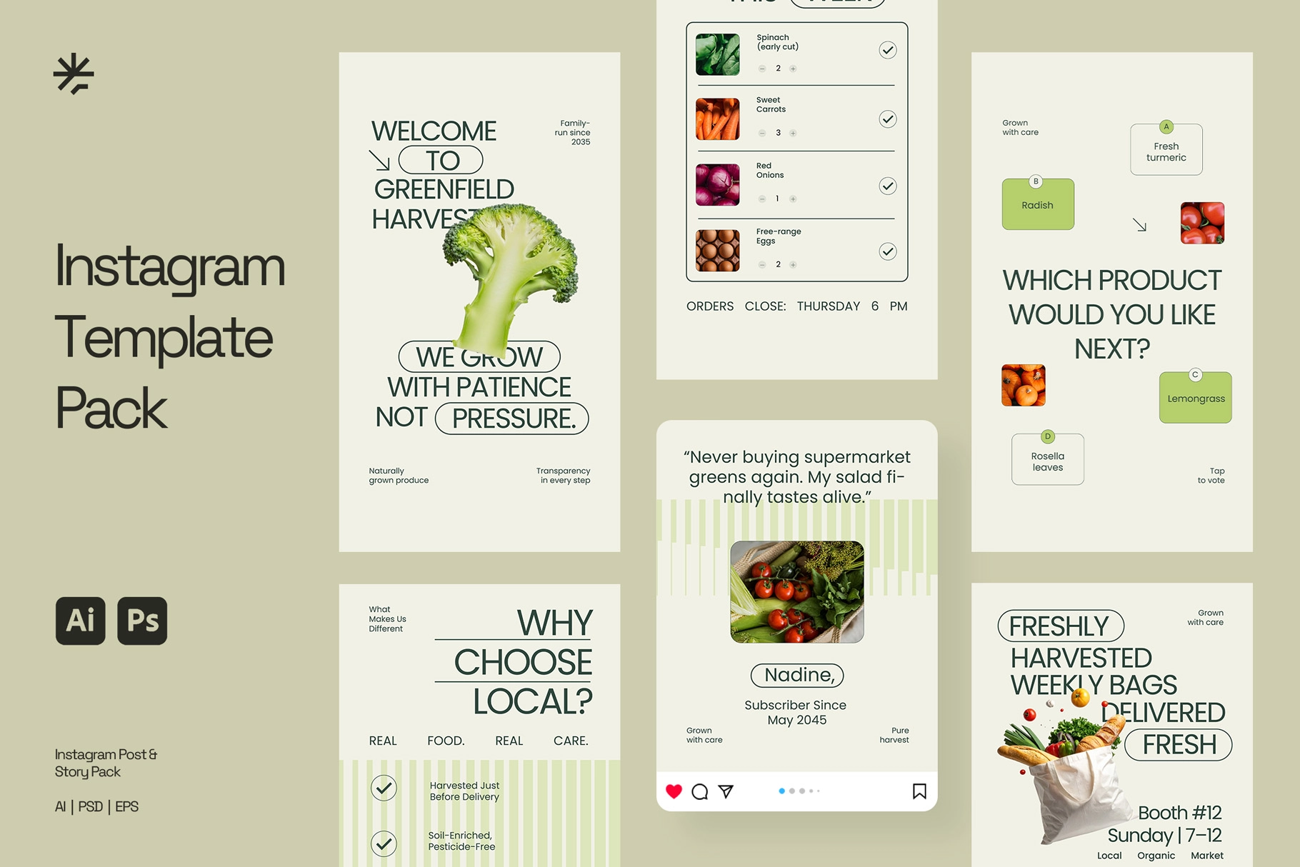 Groceries Instagram Pack (AI, PSD, EPS)