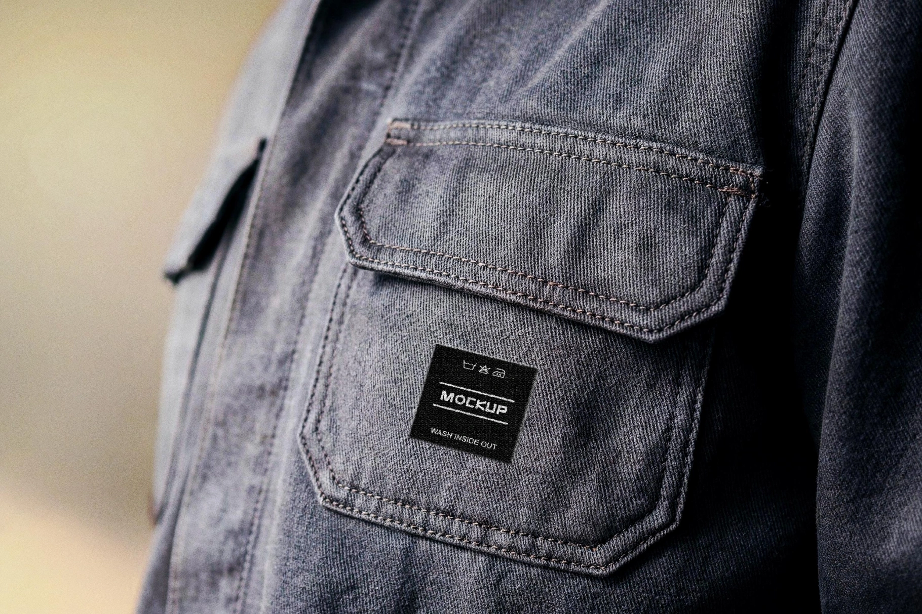 Denim Fabric Emblem Mockup