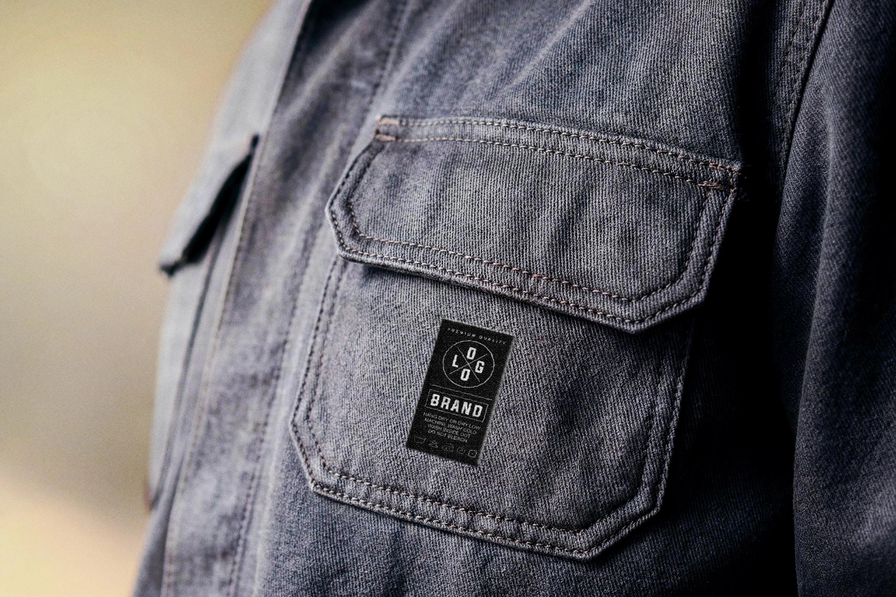 Denim Fabric Emblem Mockup