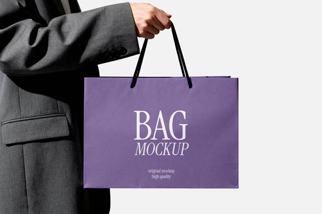 Paper Bag Mockup with Cord Handles