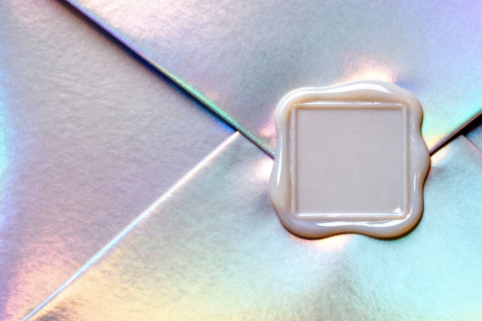 Holo Envelope Wax Seal Mockup