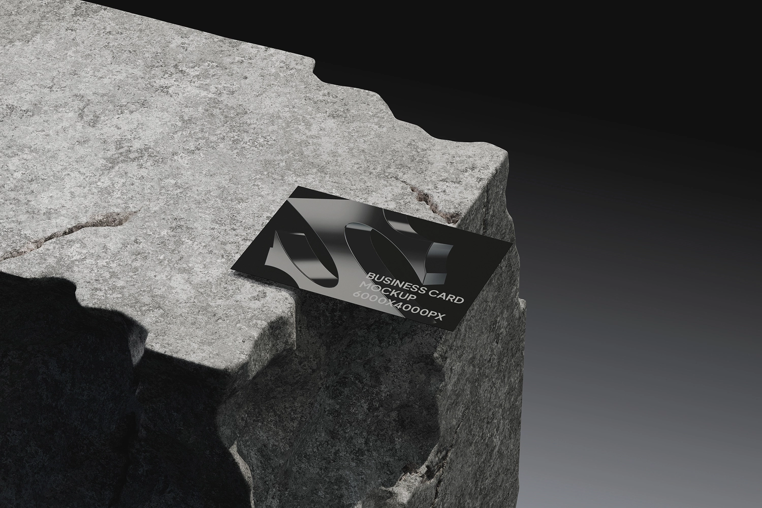 Business Card on Rough Concrete Block Mockup