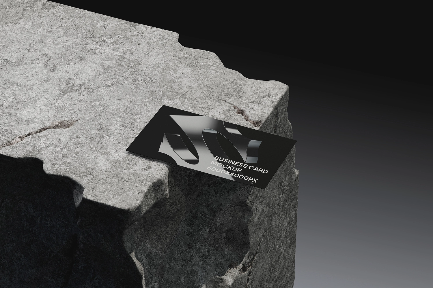 Business Card on Rough Concrete Block Mockup