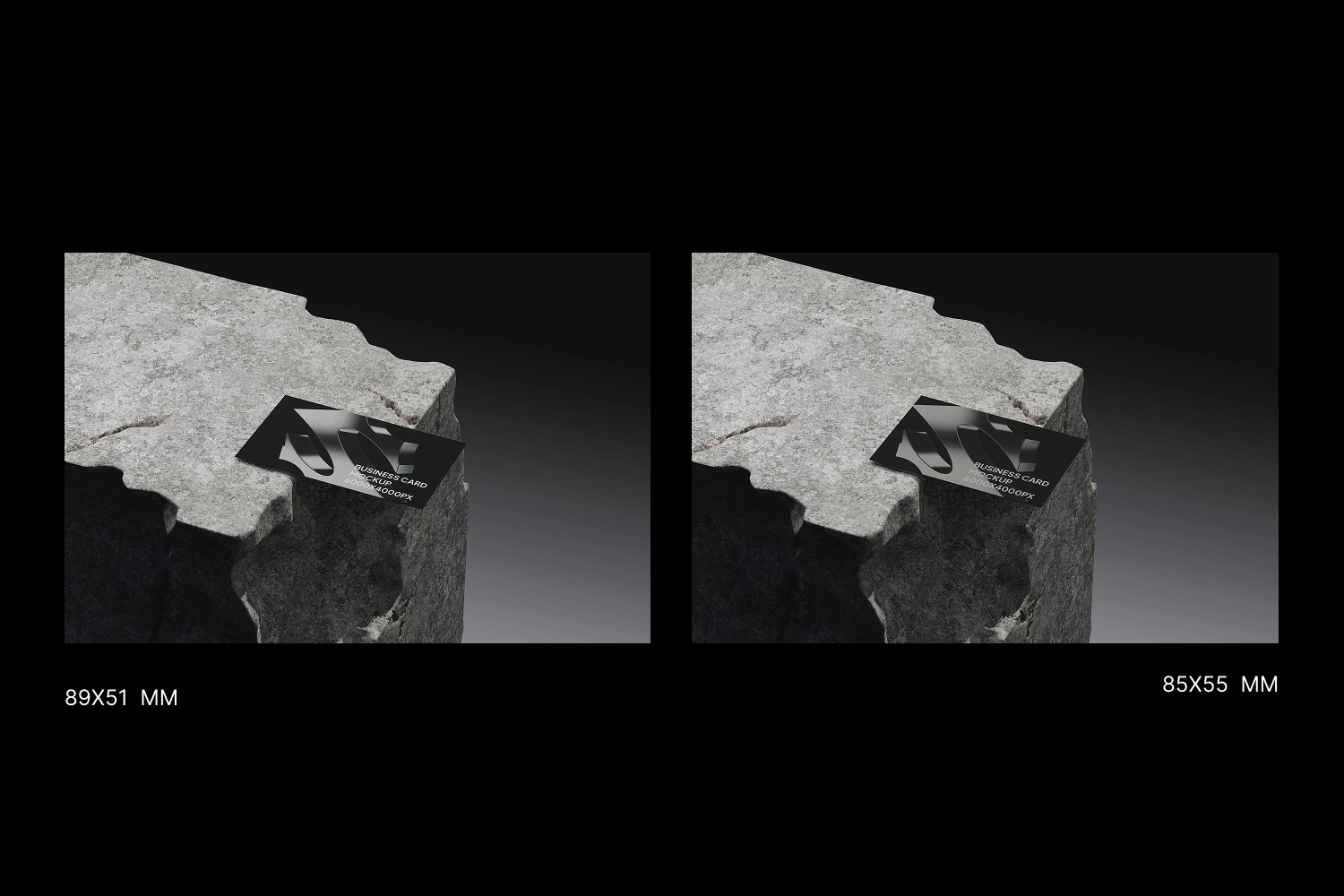 Business Card on Rough Concrete Block Mockup