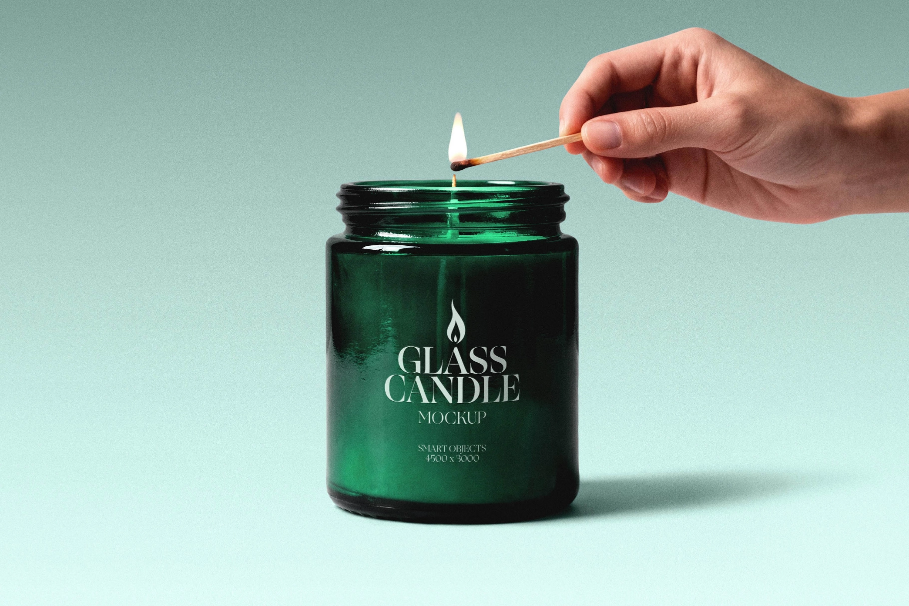 Glass Candle Mockup with Match