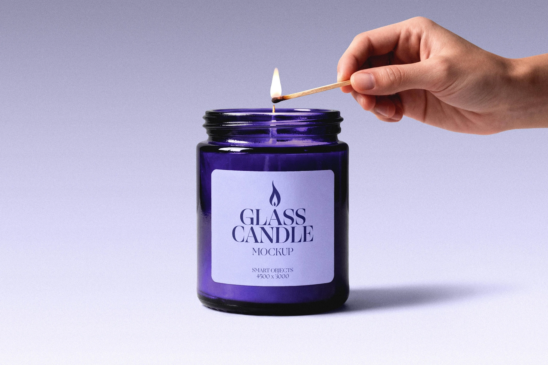 Glass Candle Mockup with Match