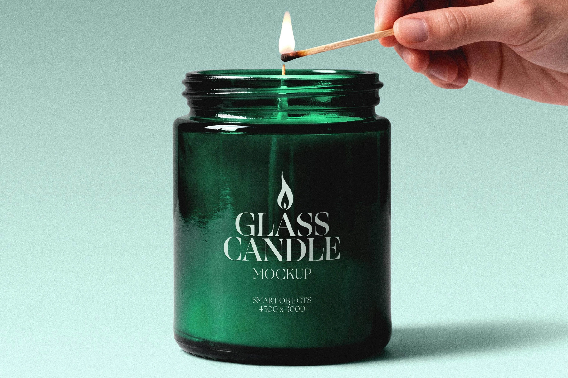 Glass Candle Mockup with Match