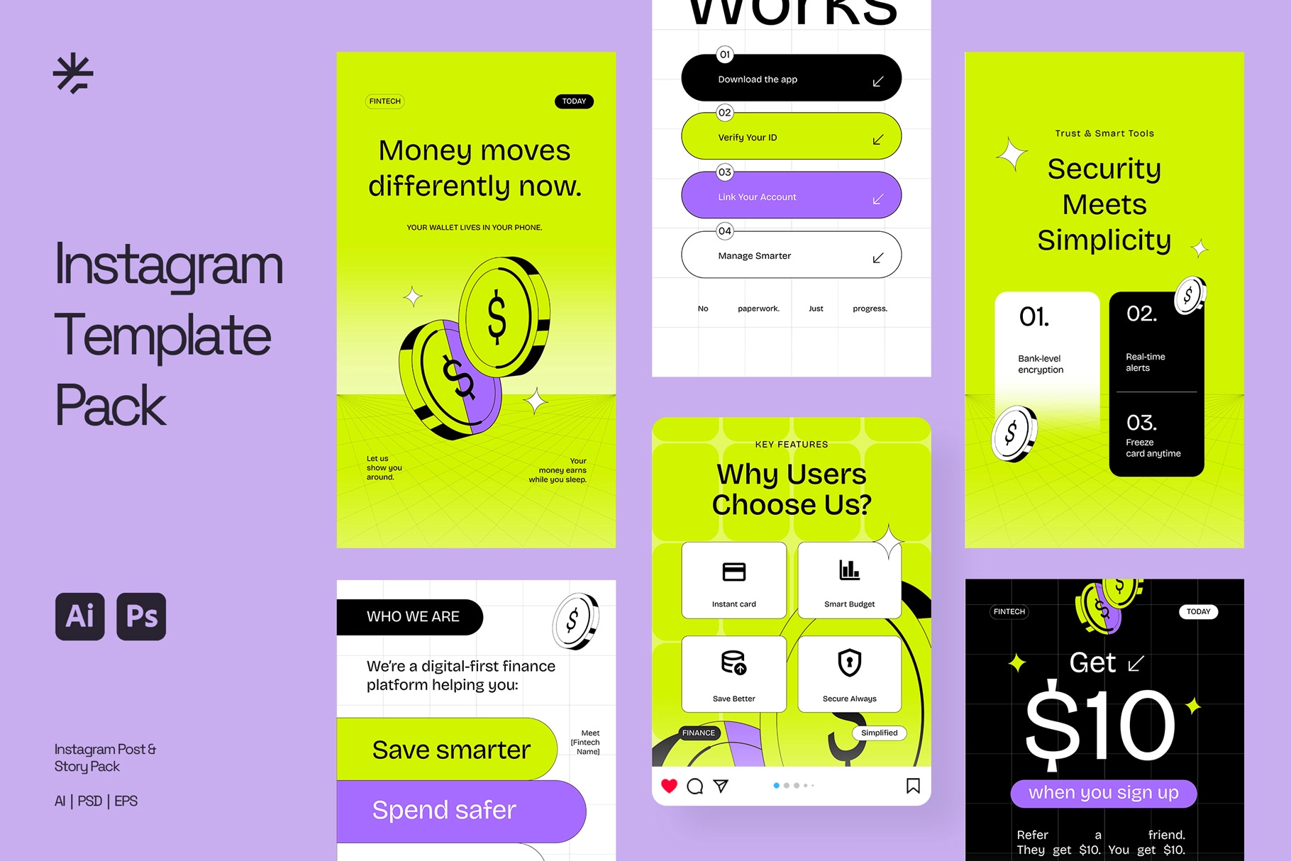 Financial Instagram Pack (AI, PSD, EPS)