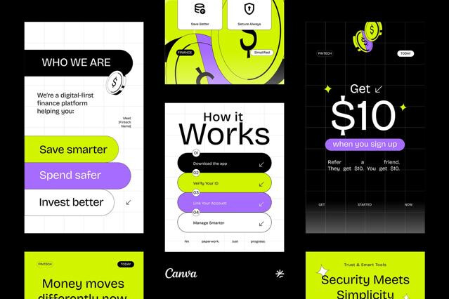 AI Financial Technology Instagram Pack for Canva