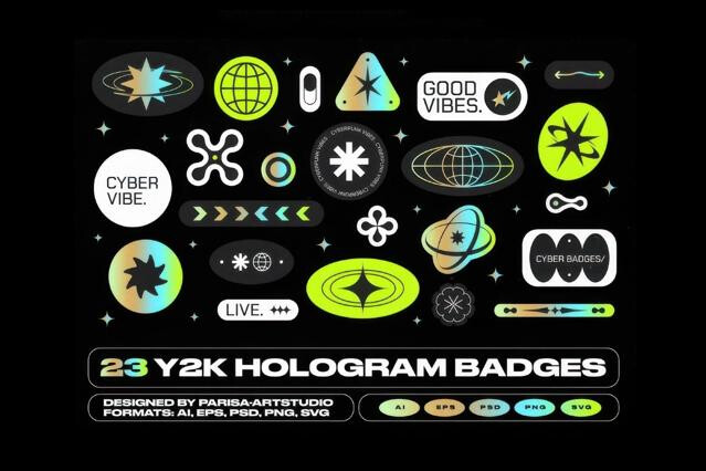 Y2K Hologram Badge Stickers