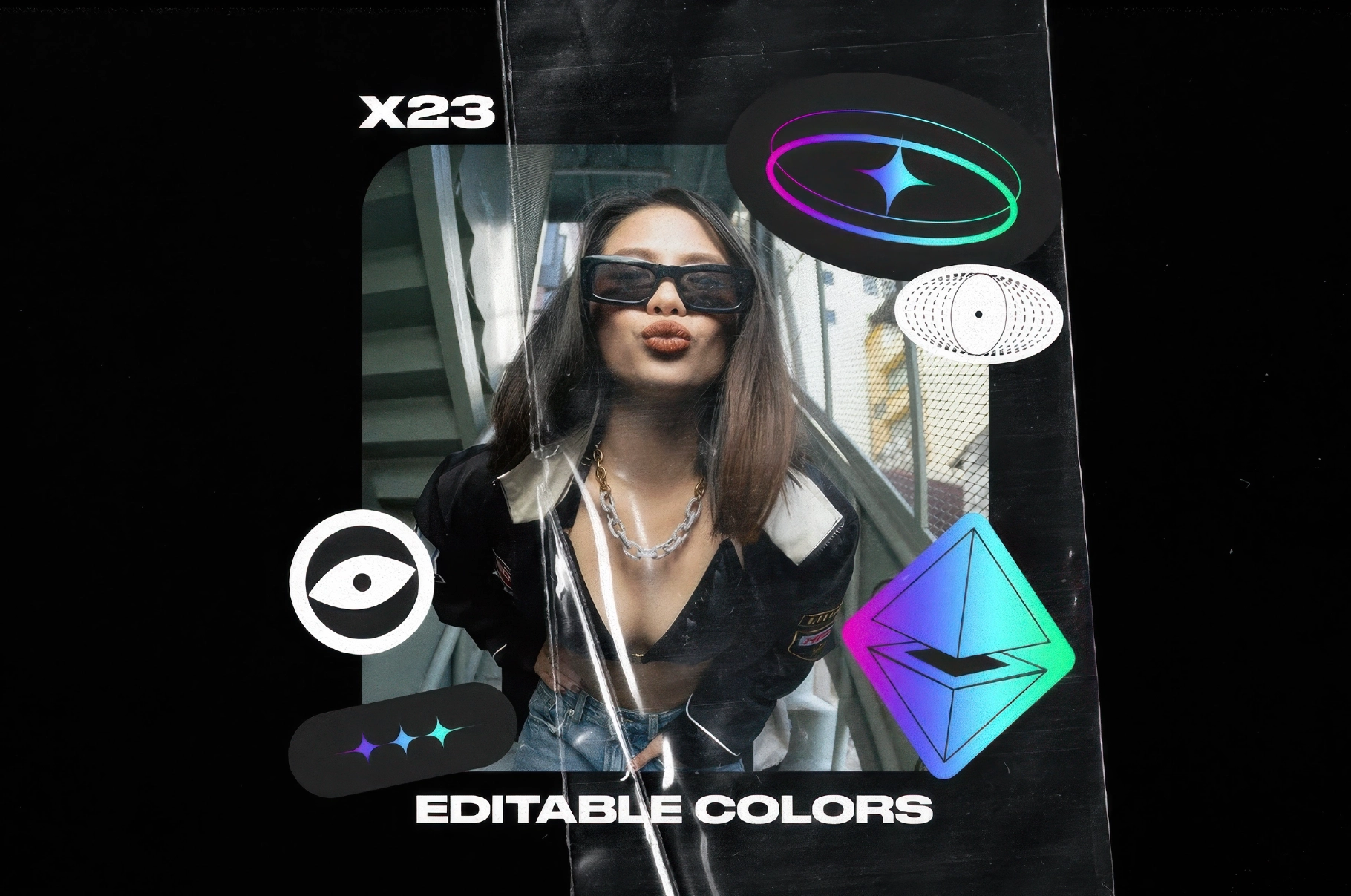 Futuristic Hologram Badge Stickers