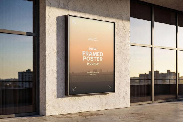 Outdoor Framed Poster Mockup