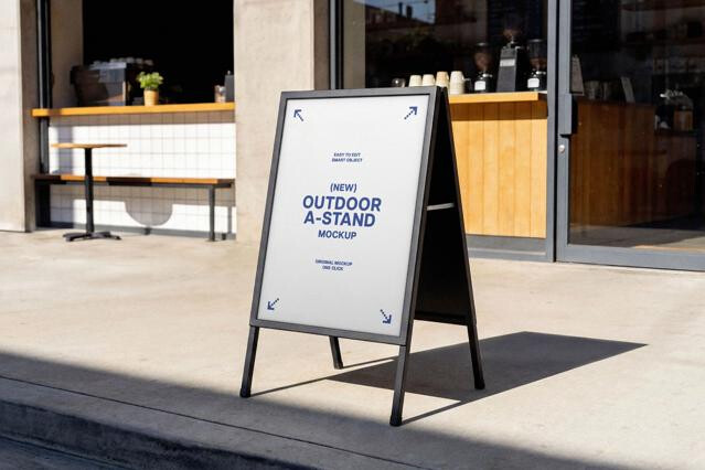 Coffee Shop A-Stand Signage Mockup