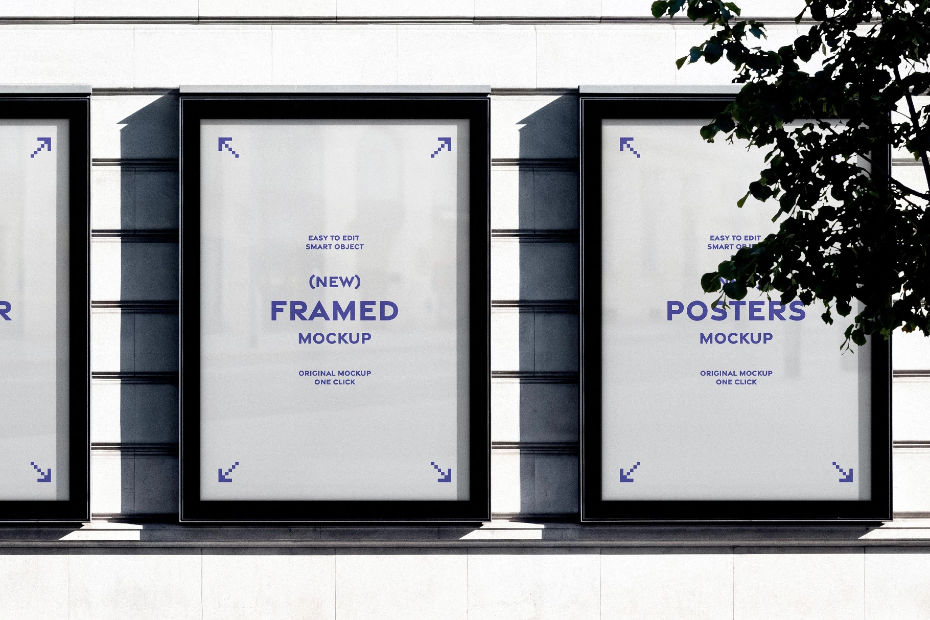 Triple Outdoor Framed Posters Mockup