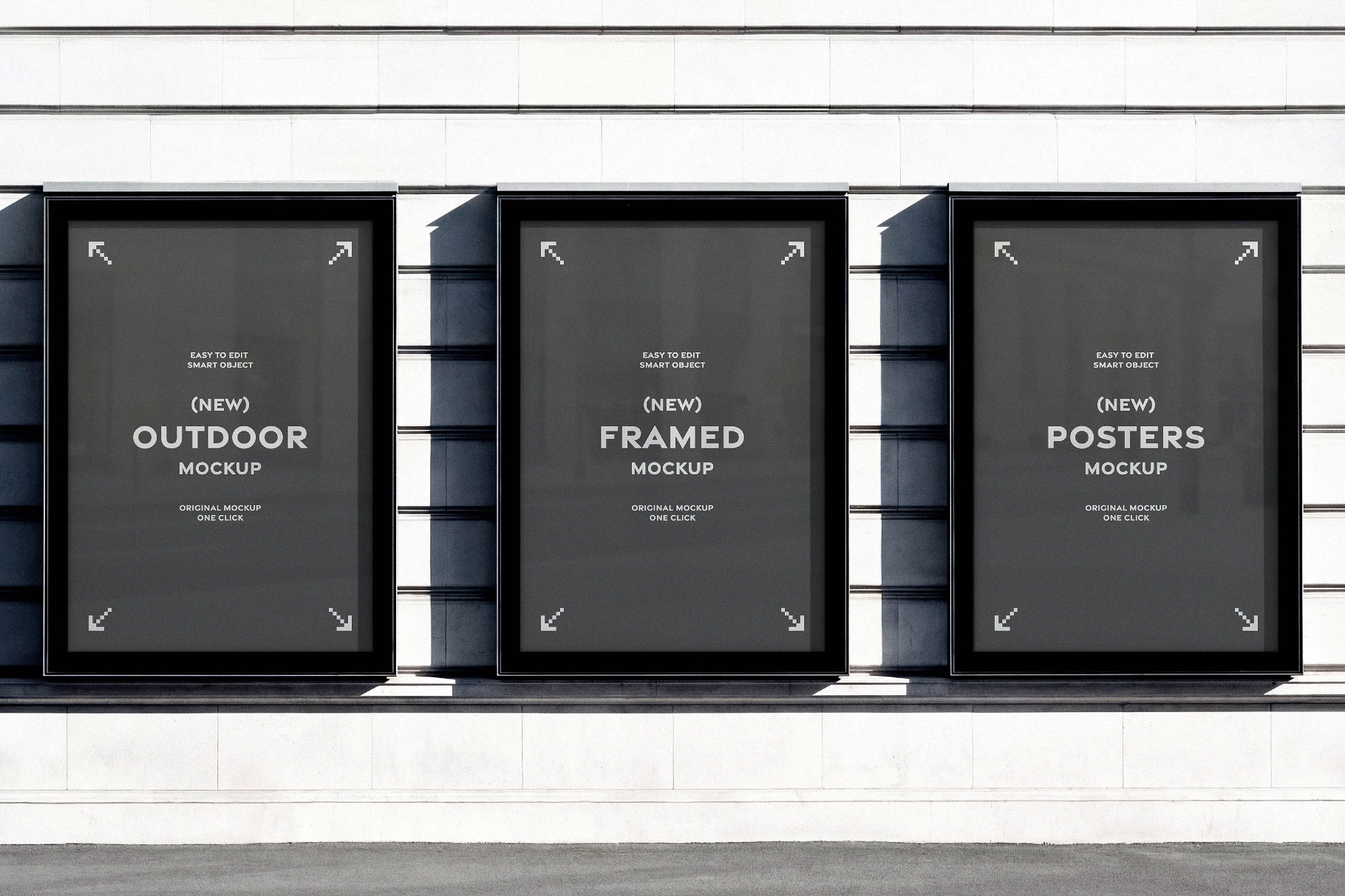Triple Outdoor Framed Posters Mockup