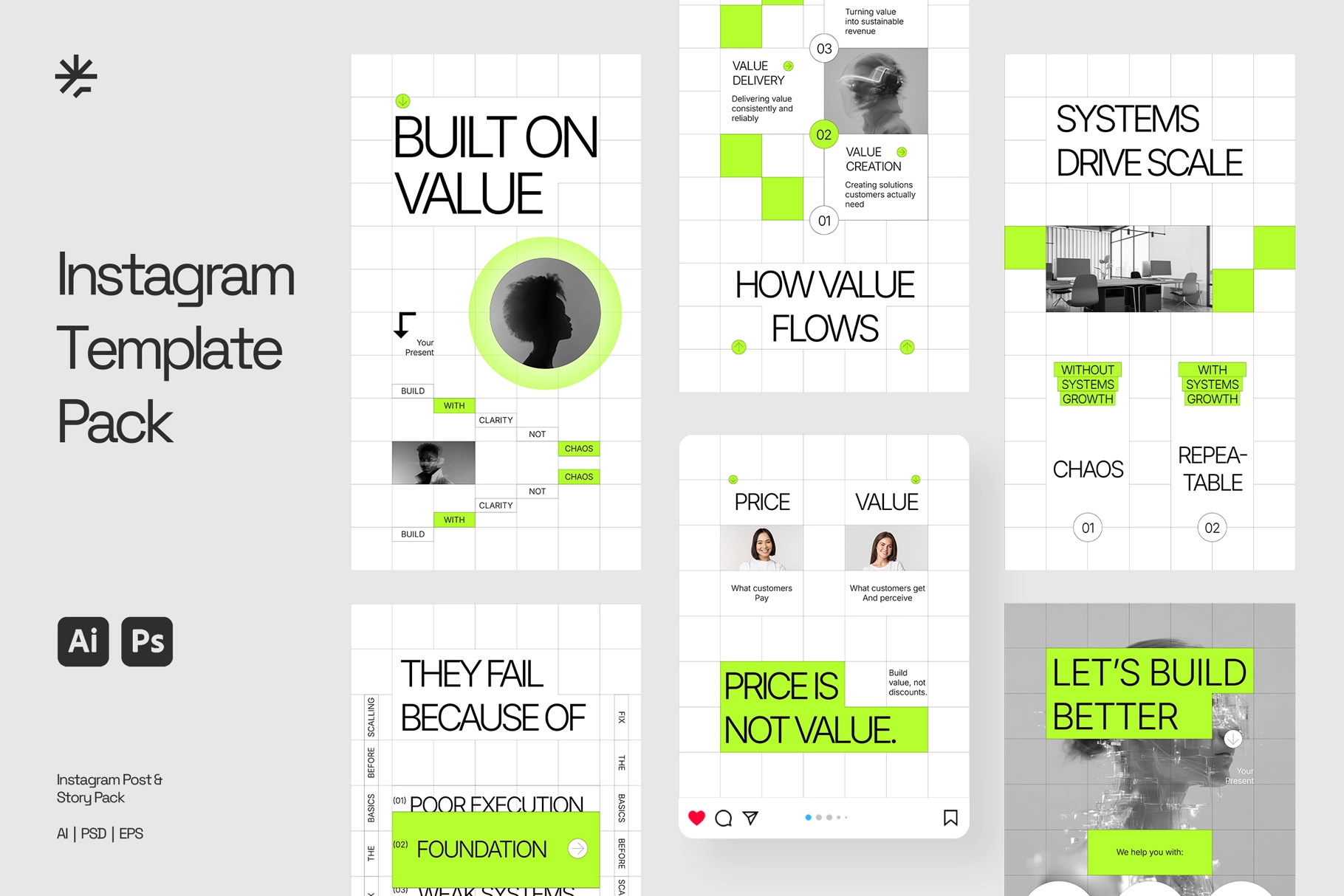 Market Value Instagram Pack (AI, EPS, PSD)