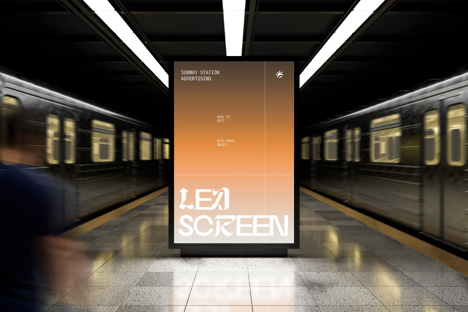 Subway Station Digital LED Screen Mockup