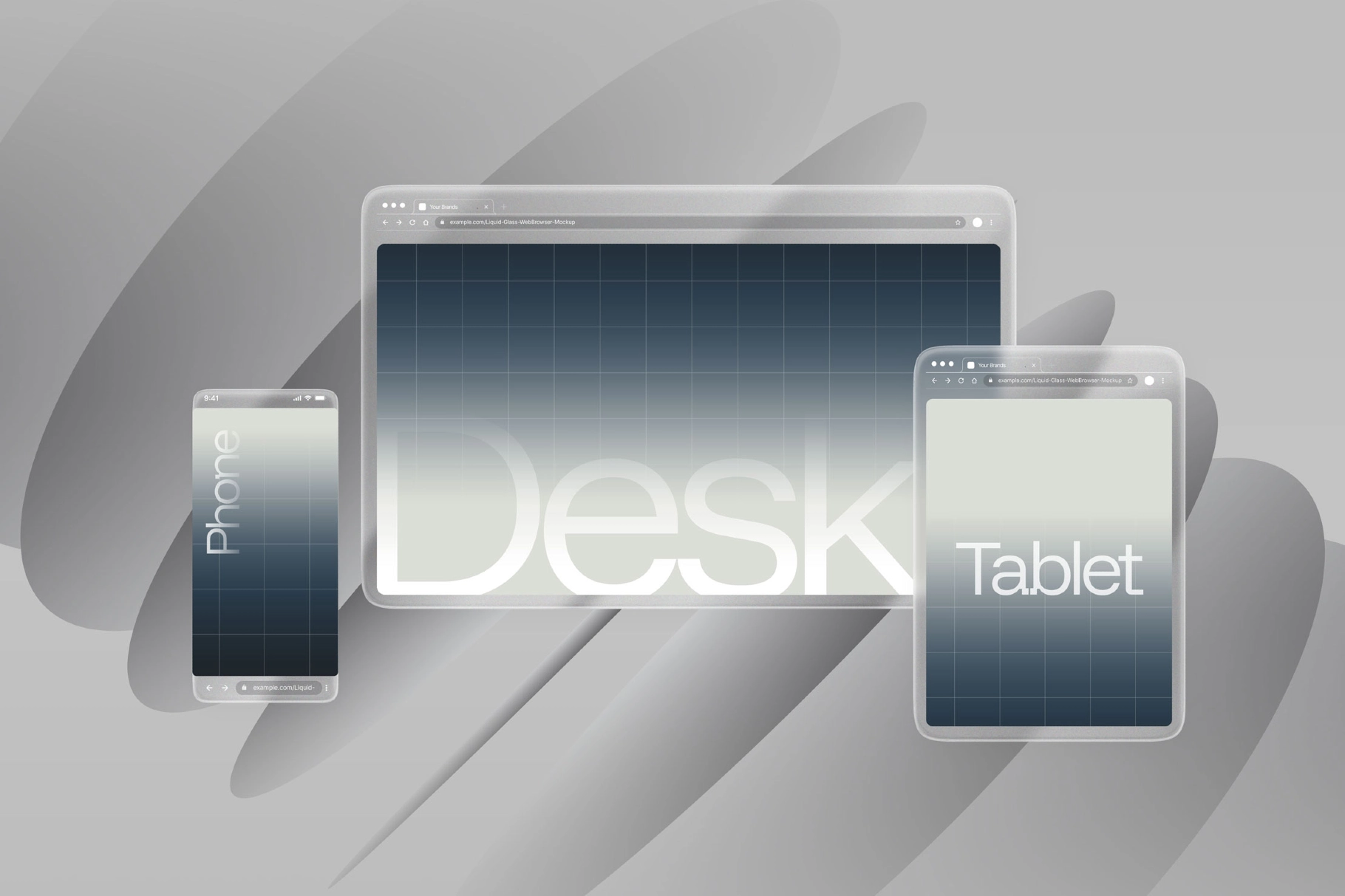 Liquid Glass Responsive Website UI Design Mockup