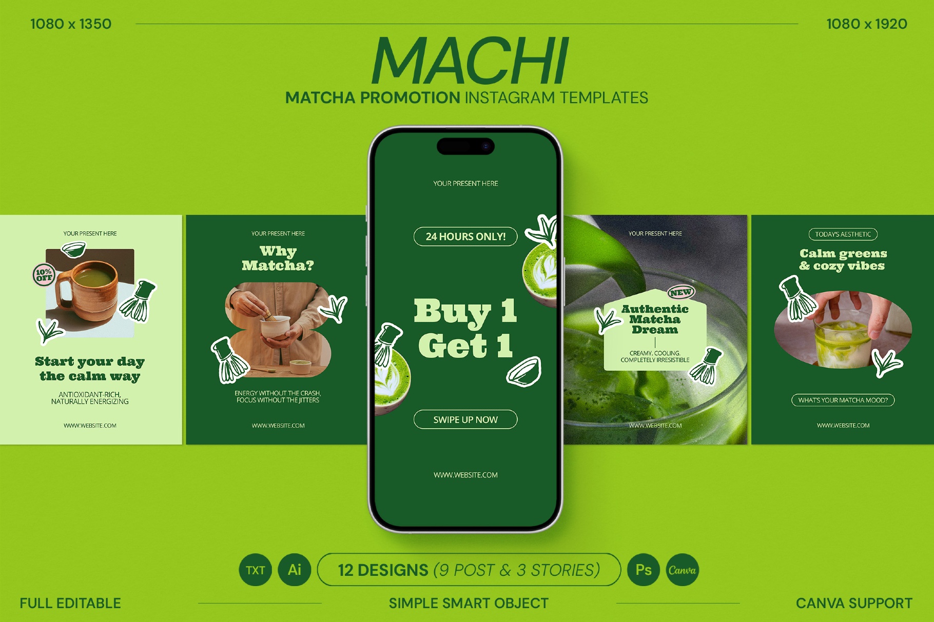 Matcha Promotion Instagram Template Pack