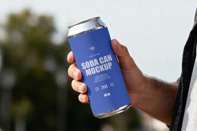 Soda Can Mockup in Hand