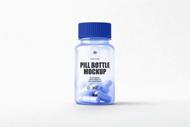 Transparent Pill Bottle Mockup