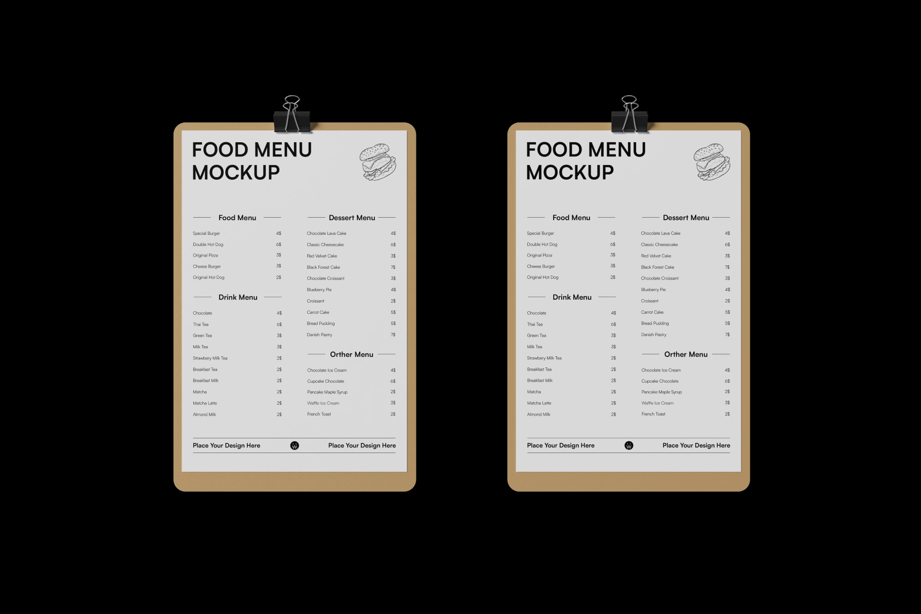 High Resolution Menu Mockup