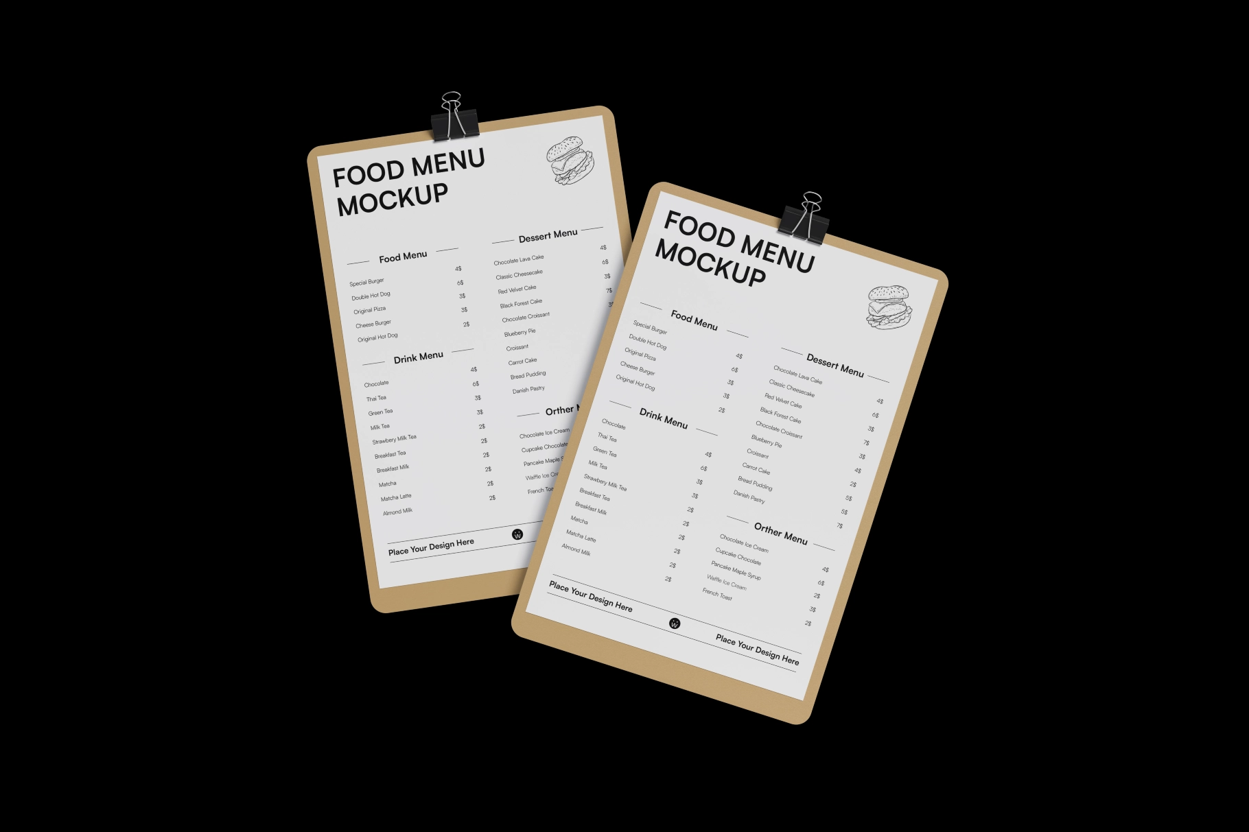 High Resolution Menu Mockup