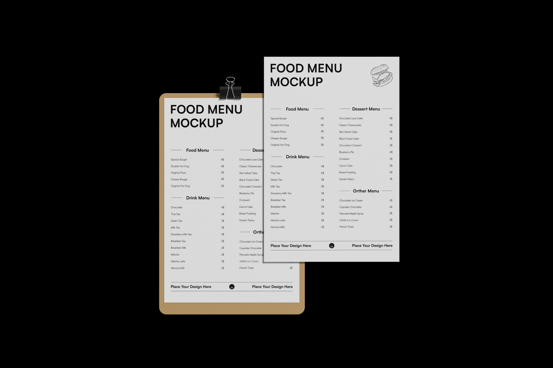 High Resolution Menu Mockup