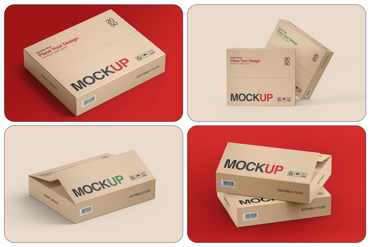 Foldable Cardboard Shipping Box Mockup